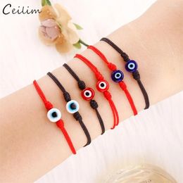Charm Bracelets 2Pcs/Set Handmade Glass Eyes Bracelet For Women Men Adjustable Lucky Red String Rope Jewellery Couple Gifts
