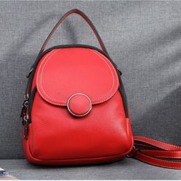 2024 new Korean style real leather backpack women's backpack multi-functional travel leisure backpack fashion women's bag