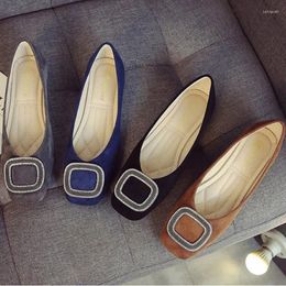 Casual Shoes Large Size 33-43 Fashion Woman Square Toe Ballerina Flats Female Church Coffee Grey Blue Cute Mom Office