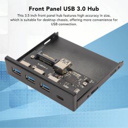 Hubs Front Panel Hub 6Gbps Optical Drive Extension Panel Easy Mounting 3.5in 1 Type C 3 USB3.0 Stable Strong Metal for Motherboard