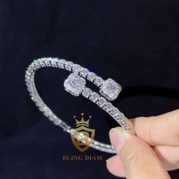 Rapper Jewelry Custom 4mm Cuban Bracelet Bangle Moissanite Diamond Fashion Design Iced Cuban Link Tennis Bracelet Open