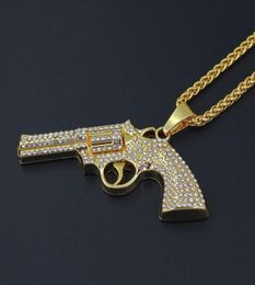 Fashionpistol gun diamonds pendant necklaces for men western luxury necklace alloy rhinestones Cuban chains Jewellery 6311400