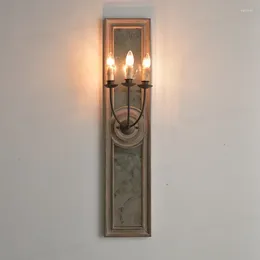 Wall Lamp Vintage Glass Sconce Lighting With Retro Wooden Material Large For Villa El Decorative Mirror Loft