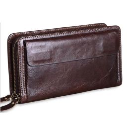 Wallets Genuine Leather Men Clutch Wallet Men's Large Capacity Travel Purse for Passport Cover Business Men Handy Clutches Long Wallet