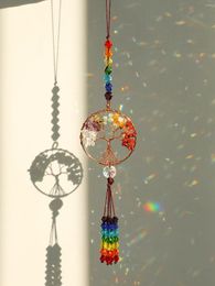 Garden Decorations 1 Pc Tree Of Life Sun Catcher Crystal Pendant Crafts Hanging Window Prisma Suncatcher Outdoor Decors Gift