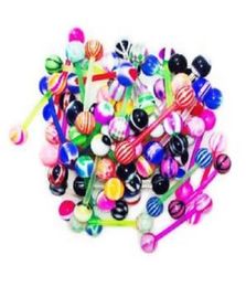 Tongue Rings Duotone Acrylic Uv Tongue Ring Barbells With Stripe Balls 6mm Bioflex Piercing Whole 100pcslot6247784