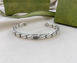 Luxury Jewellery designer bracelet bangles cable striped letter simple unisex 925 silver plated retro stainless steel bangle bracele9752651