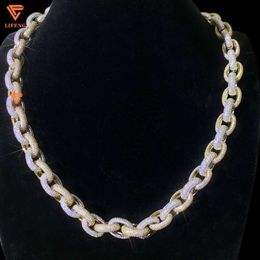 Fine Jewellery Necklaces Hip Hop Full Iced Miami Cuban Chain 925 Silver Two Tone Colour d Vvs1 Moissanite Necklace