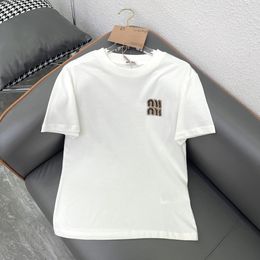 女性TシャツサマーシャツティーデザイナーレディースTシャツ刺繍文字トップ半袖アウトウェアストリートラウンドネックデザインシャツSM L