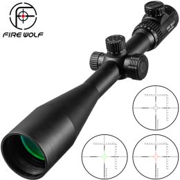 Scopes Fire Wolf 1040x56 Aoe Hunting Scopes Side Wheel Parallax Adjustment Optics Riflescope Red Green Dot Sight for Military Scopes