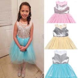Girl Dresses 4-9 Years Summer Dress Baby Children's Net Yarn Princess Girls Clothing Sequined Lace Aiguillette Kids Clothes