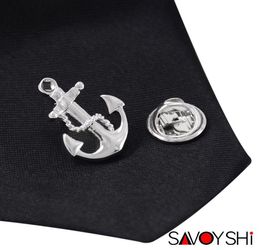 SAVOYSHI Novelty Silver Anchor Shape Men Lapel Pin Brooches Pins Fine Gift for Mens Brooches Collar Party Gift Brand Jewelry5401173