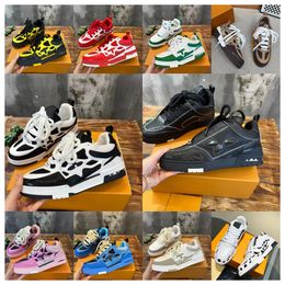 2024 Luxusdesigner Skate Sneaker Schuhe Männer Frauen Trainer Virgil Kalbskin Hochwertiger Buchstaben Overlays Leder Plattform Low Sports Casual Schuhe