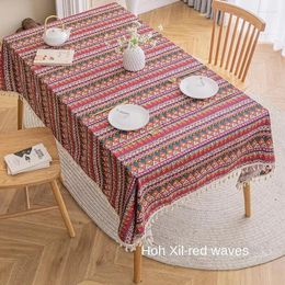 Table Cloth Ethnic Style Tablecloth Bohemian Ins Camping Mat Waterproof And Oil Resistant Cotton Linen Printed Tea