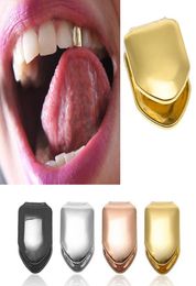 Cool Rock Hip Hop Single Tooth Grillz Cap Gold Plated Dental Grills Teeth Caps Cosplay Body Jewelry Party Gifts2012931