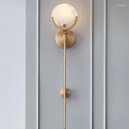 Wall Lamps Modern Gold Marble Copper Lamp For Living Room Bedroom El Minimalist Bedside LED Home Indoor Light Fixtures