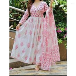 Ethnic Clothing Wedding Festival Party Wear Pink Anarkali Kurti Palazzo Dupatta Set Salwar Suit