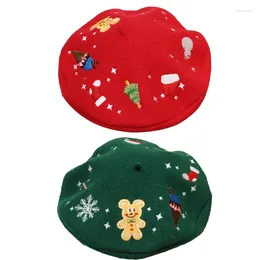 Berets Lovely Xmas Cartoon Embroidered Beanie Hat All-match Painter For Party