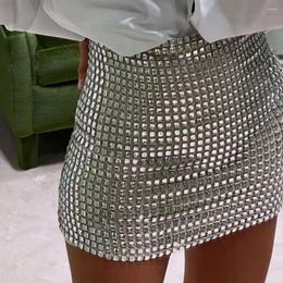 Skirts Women Glitter Sequins Mini Skirt High Waist Sparkling Hip Wrapped Above Knee Pencil Party Cocktail Clubwear Faldas