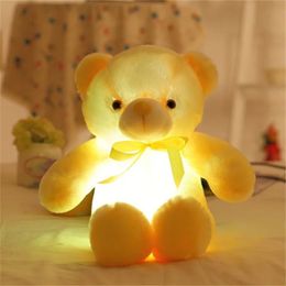 Luminous 30/50cm Creative Light Up LED Colourful Glowing Teddy Bear Stuffed Animal Plush Toy Christmas Gift for Kid 240419