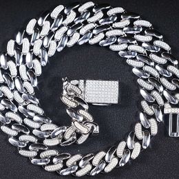 Sicgem Hot Selling 22 Inches 13 Mm Width Miami Iced Out 925 Silver Men Moissanite Cuban Link Chain Necklace