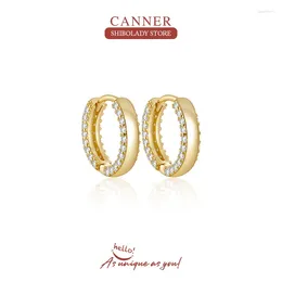 Dangle Earrings CANNER 925 Sterling Silver Clear Zircon Simple Fashion Hoop For Women Girls Pendientes Fine Jewellery Gifts