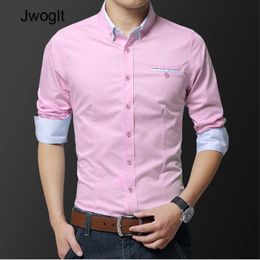 Fashion Handsome Regular Fit Casual Men Long Sleeve Shirt Design Good Fabric Soft Comfortable White Khaki Pink Dress Shirts 240415
