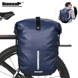 Bags Rhinowalk 20L Bike Pannier Waterproof Bicycle Bag Rear Rack Luggage Cycling Backpack Multifunction Storage Bag Bike Accessories