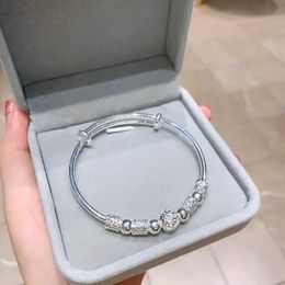 Chain New Korean Fashion 925 Sterling Silver Lucky Beads Bangles for Women Bracelets Luxury Designer Party Wedding Jewellery Gifts Y240420
