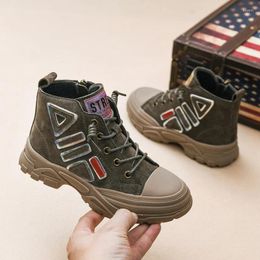 Boots Winter Children Snow With Plush Fashion Boys Sneakers Shoes Top Quality Genuine Leather Size 26-36