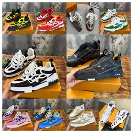 Neue Luxus -Designer -Skate -Sneaker -Schuhe Männer Frauen Sneaker Trainer Virgil Kalbskin Hochwertiger Buchstaben Overlays Leder Plattform Low Sports Sneaker Casual Schuhe