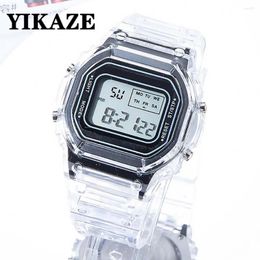 Wristwatches YIKAZE Sports Electronic Watches Men Women Square Digital Junior School Students Wristwatch Waterproof Rubber Clock Gift