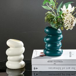 Vases Nordic Spiral Flower Pot Decorative Aesthetic Simple Desktop Vase Wavy Lines Minimalist For Living Room Bedroom