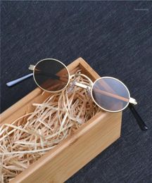 Small Oval Sunglasses for men Male retro Metal frame yellow red vintage small round sun glasses for women 2020 with box FML14295870