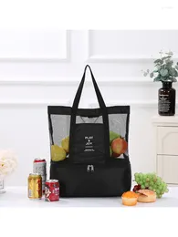 Storage Bags Oversize Mesh Beach Handbag 4 Colours Double-layer Large Picnic Summer Travel Sports Tote Bag For Vacation