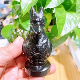 Decorative Figurines Natural Carved By Anubis Of Death Crystals Stones Healing Polished Mineral Ornaments Home Decoration 1pcs