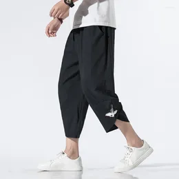 Men's Pants Summer Men Cross Harajuku Harem Male Jogger Sweatpants Cotton Linen Casual Calf-Length Large Size 5XL
