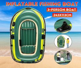 New 3 Person Thickening PVC Inflatable fishing Boat Raft River Lake Dinghy Boat Pump Fishing Boat Sailboat 243x113cm 7198478