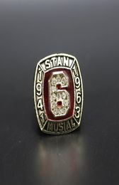 Hall Of Fame Baseball 1943 1963 6 Stan Musial Team s ship Ring with Wooden Display Box Souvenir Men Fan Gift 20209566239