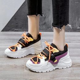 Fitness Shoes Chunky Platform Sneakers 2024 Summer Orange Lace Up Old Dad Woman Mesh Breathable Basket Female Fashion Casual Es