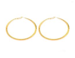 Hoop Earrings PAIR OF BIG GOLD PLATED LARGE CIRCLE CREOLE CHIC HOOPS GIFT UK1560453