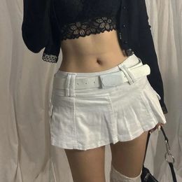 Summer style pure Colour street spice girl style cross-border European and n womens denim pleated skirt short skirt 240412