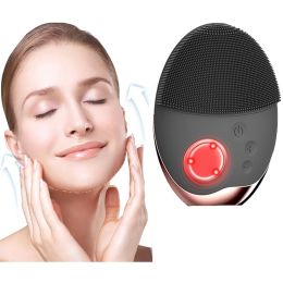 Instrument Facial Cleansing Brush Ultrasonic Face Cleansing Brush Electric Silicone Rechargeable Facial Brush Skin Massager with Photon