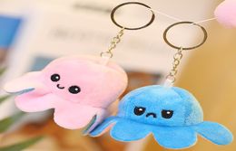 Reversible Flip Octopus Keychains Animal Key Chains Rings Jewellery Plush Doll Toys Pendants Bag Charms DoubleSided PP Cotton Metal6391751