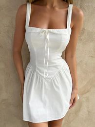 Casual Dresses Foridol Bowknot White Cotton Mini Dress Summer Women Sexy Short Beach Vestidos 2024 Corset A-line Tank Party Club