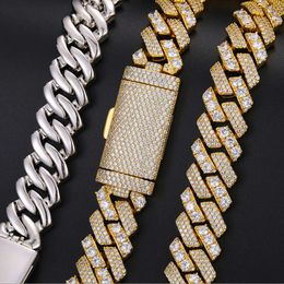 Hip Hop Mens Jewellery Necklace 10mm Moissanite 925 Silver Diamond Miami Chain Ice Cuban Link Chain Prong Iced Out Cuban