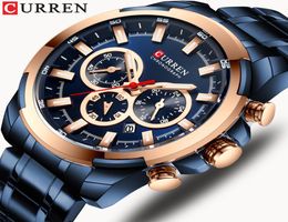 CURREN Fashion Casual Stainless Steel Watches Men039s Quartz Wristwatch Chronograph Sports Watch Luminous pointers Clock Male7558061