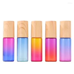 Storage Bottles Glass Roll On 5ml Gradient Colour Empty Bottle Roller Ball For Essential Oil Travel Kit