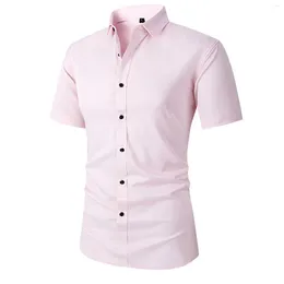 Men's Casual Shirts Party Male Short Sleeved Lapel Comfy Blouse Slim Fit Button Up Shirt Summer Blouses For Men Thin Tops Ropa Hombre