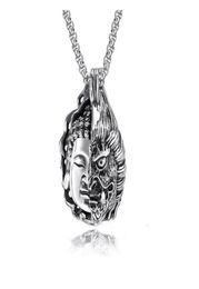 Pendant Necklaces Stainless Steel Chain Necklace Half Faced Buddha Face Devil Glamour Rock Hip Hop Men And Women Jewelry1549233
